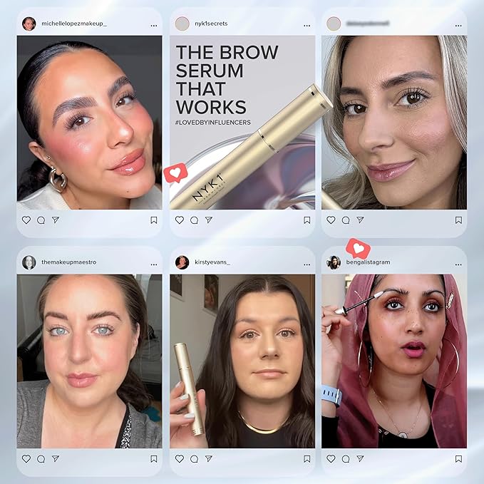 NYK1 CONCENTRATED Eyebrow Growth Serum For Thicker Brows (XL - 8ml) BrowForce Eyebrow Serum To Grow Brows Fuller Thicker Natural Eye Brow - Advanced Brow Growth Serums Formula For Eyebrows Regrowth