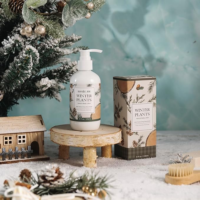 Christmas Hand & Body Lotion with Moisturizing Shea Butter - Winter Plants - Infused with Winter Pine Scent - 236 ML / 8 FL OZ