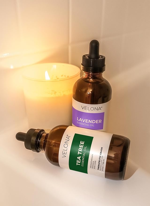 Tea Tree Essential Oil by Velona - 4 Fl Oz | Therapeutic Grade 100% Pure and Natural | for Aromatherapy Diffuser, Massage, Skincare, Haircare, Soapmaking | Undiluted and Multipurpose in Glass Bottle