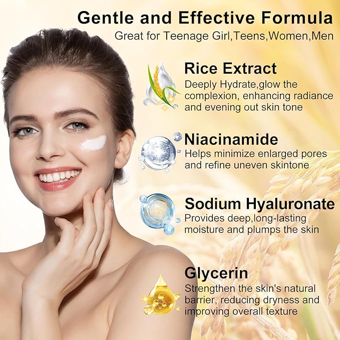 Skin Care Set,Women Teen Milk Skincare Rice Water Hydrate Glow Repair Anti-Aging Facial Routine Kit Gift Set for Womens Mom Wife Teenager Girl Birthday Trendy Stuff Christmas Gifts Stocking Stuffers