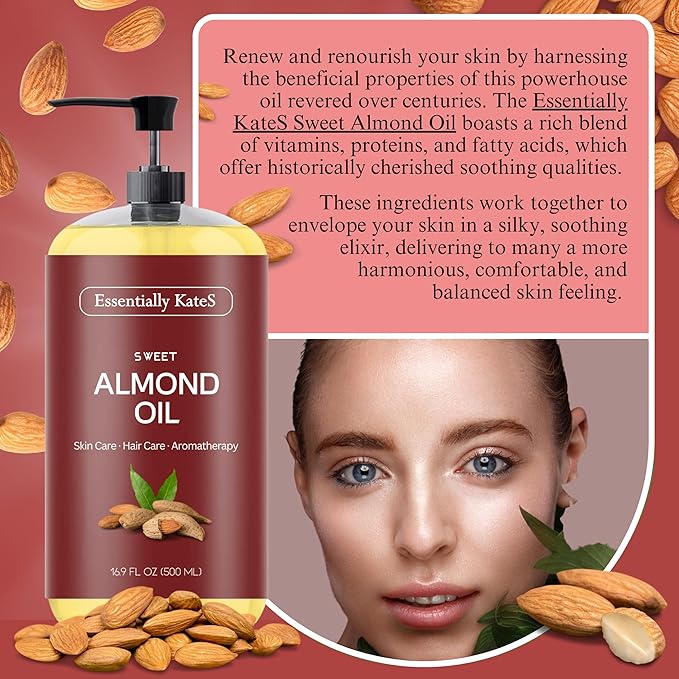 Sweet Almond Oil 16.9 fl oz - 100% Pure and Natural and Cold Pressed