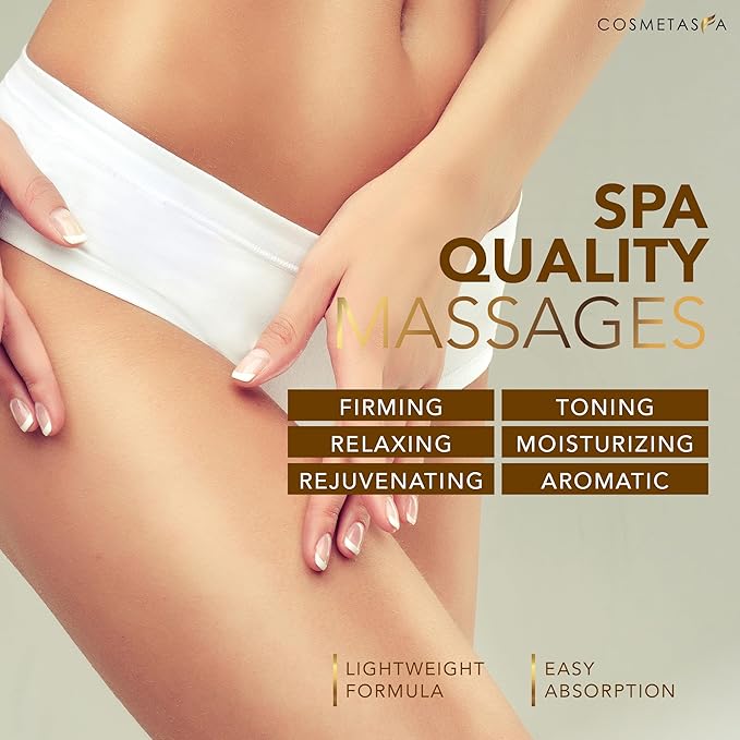 Cellulite Massage Oil with Collagen & Stem Cells- 100% Natural Anti Cellulite Oil, Assists with Firming, Toning & Moisturizes Skin 8.8 oz. by Cosmetasa