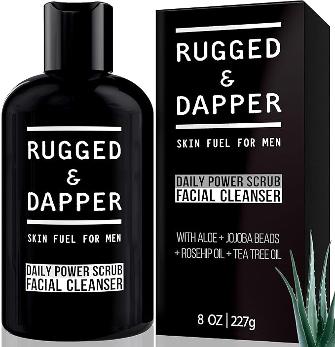 RUGGED & DAPPER - Daily Mens Face Wash + Scrub - 5 Month Supply - Deep Exfoliating Cleanser - Prevents Breakouts - Acne Face Wash Men's - USA Made with Natural Ingredients