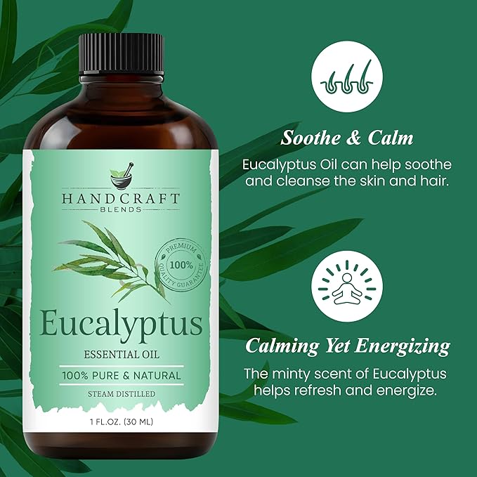 Handcraft Blends Eucalyptus Essential Oil - 1 Fl Oz - 100% Pure and Natural - Premium Grade Essential Oil for Diffuser and Aromatherapy