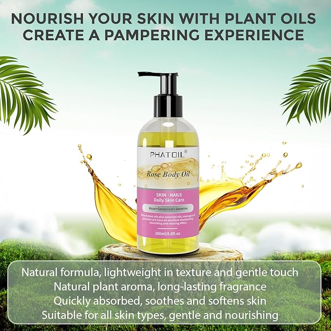 260 ml (8.8 fl.oz) Rose Body Oil and Rosemary Body Oil