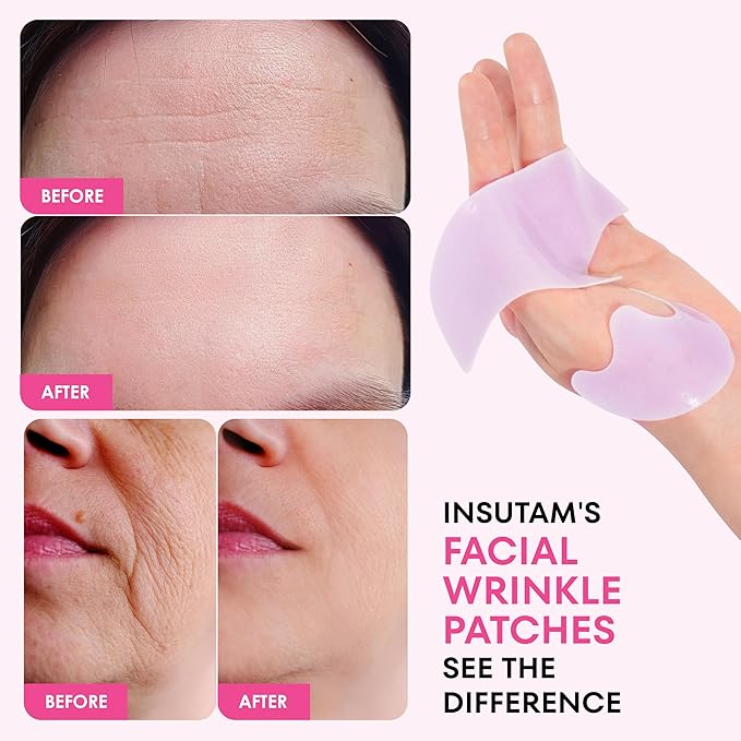 Forehead Wrinkle Patches for Anti-wrinkles: Overnight Face Wrinkles Patches to Lift Smile Lines for Women (12PRS, PINK)