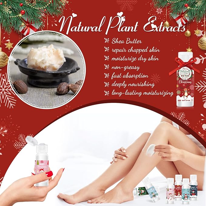 48 Set Christmas Hand Cream Gift Moisturizing Hand Lotion for Women Travel Size Lotion for Christmas Party Favors with Card for Xmas Mother Teacher Stocking Stuffer