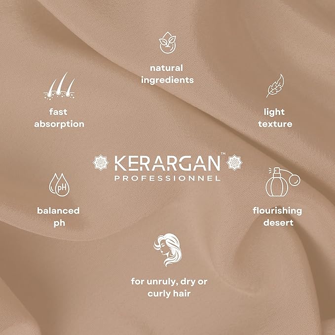 KERARGAN - Smoothing Mask with Argan Oil for Unruly, Dry, and Frizzy Hair - Nourishes, Fights Frizz, Detangling - Sulfate-Free, GMO-Free, Mineral Oil-Free - 16.9 Fl oz