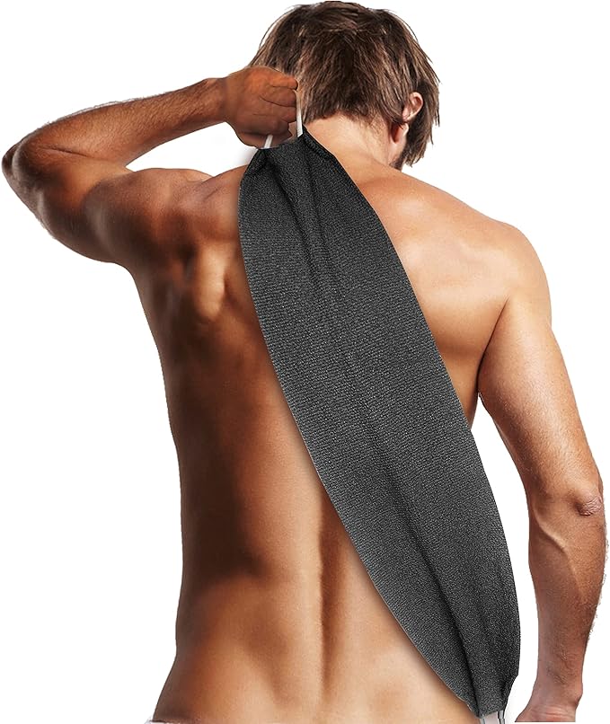 Evridwear Exfoliating Back Scrubber with Handles Two Sides for Body Shower Deep Cleans Skin Massages Invigorating Blood Circulation Men Women One Size (Gray)