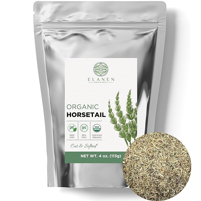 Organic Horsetail Herb 4 oz. (113g), USDA Certified Organic Cola de Caballo Hierba, Horse Tail Plant Tea, Shave Grass Loose Leaf for Hair Growth, Cut & Sifted