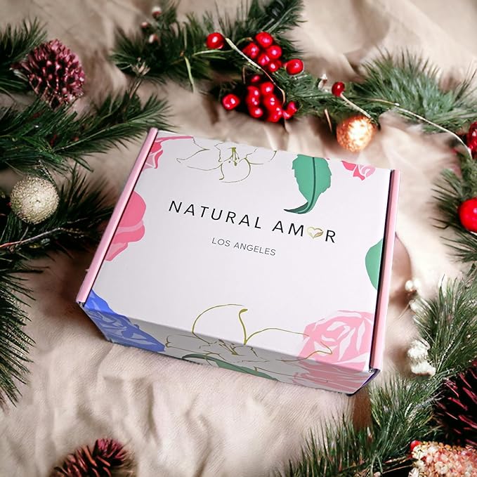 Natural Amor Rose Spa Gifts for Women,7pc Rose Scent Bath & Body Gift Set Including Soap Bar,Hand Cream, Bath Bomb