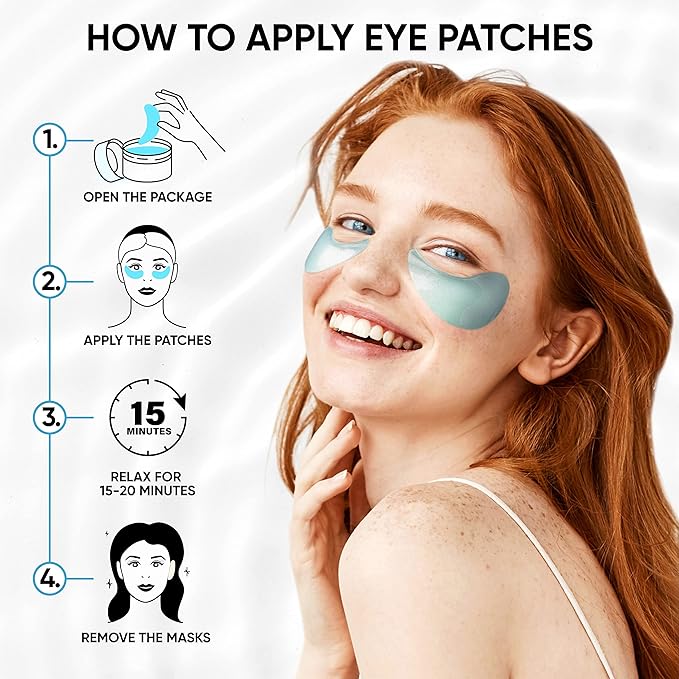 Under Eye Patches for Puffy Eyes, Dark Circles, Dull Skin - Natural Moisturizing Support - Help with Wrinkles and Fine Lines - Under Eye Mask with Hyaluronic Acid, Collagen, Caffeine - 30 Pairs