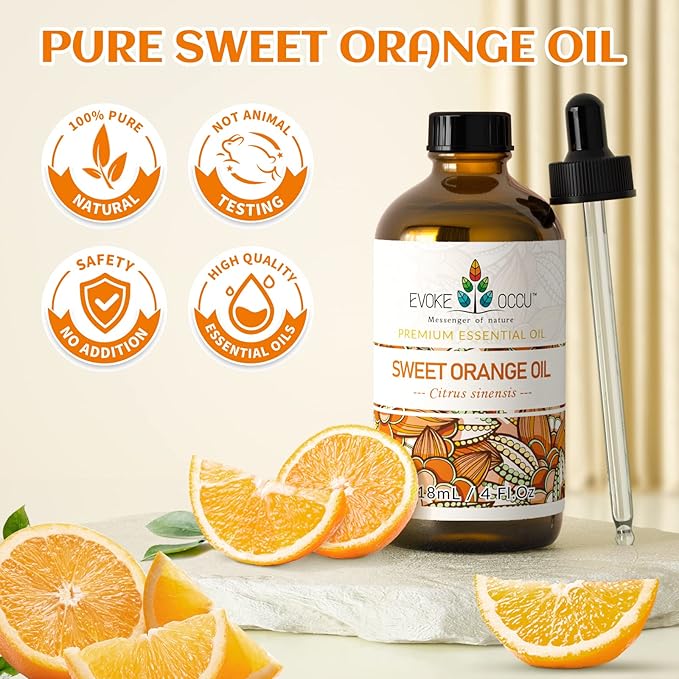 EVOKE OCCU Orange Essential Oil for Clean Diffuser Hair Spray, DIY Candle and Soap - 4 Fl Oz