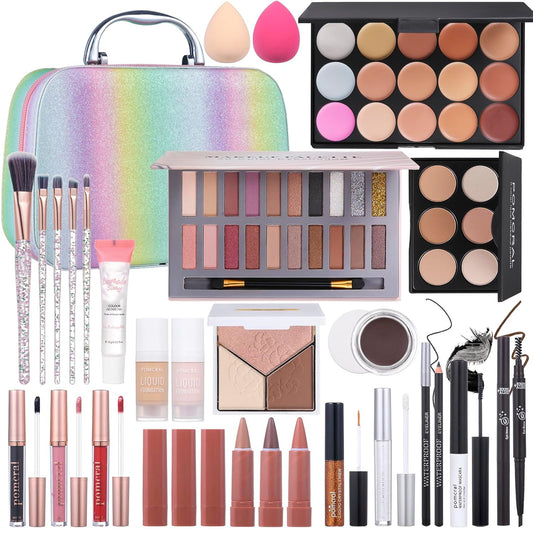 Makeup Kit For Women Full Kit, Makeup Set For Girls Teen Women, Makeup Gift Set With Eyeshadow Palette, Foundation, Concealer, Lipstick, Brushes (20 color makeup kit)
