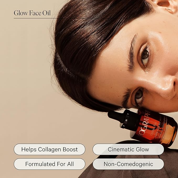 Golden Ray Glow Face Oil, 30ml. Collagen Boosting, Natural Skincare Moisturizing & Hydrating Facial Oil for Women. Incr Elasticity w/French Marine Algae, Jojoba & Rosehip for Fine Lines & Wrinkles