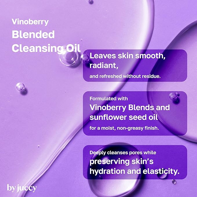 By Juccy Vinoberry Blended Cleansing OilㅣDeep Pore Cleansing, Makeup Remover for All Skin TypesㅣSunflower Seed & Grape Seed Oil, Vinoberry Blends| Korean cleansing oil, Korean Skincare 5.07 Fl oz