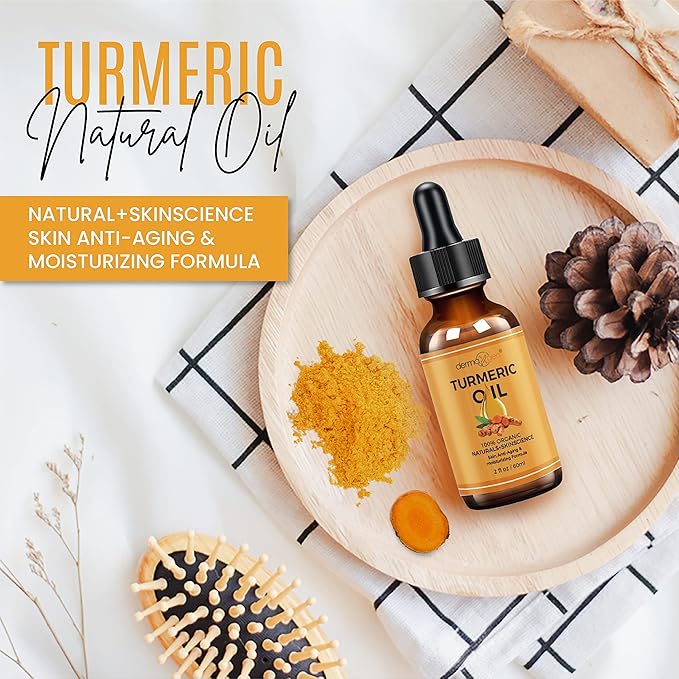 Turmeric Oil + Organic Moisturizer & Reduce Acne, Dark Spot Remover, Clear skin Tone, Hydrate Dull & Dry Skin, Anti Aging Skin Care Glow Oil for Face, Neck & Eye (2 FL OZ/60 ML)