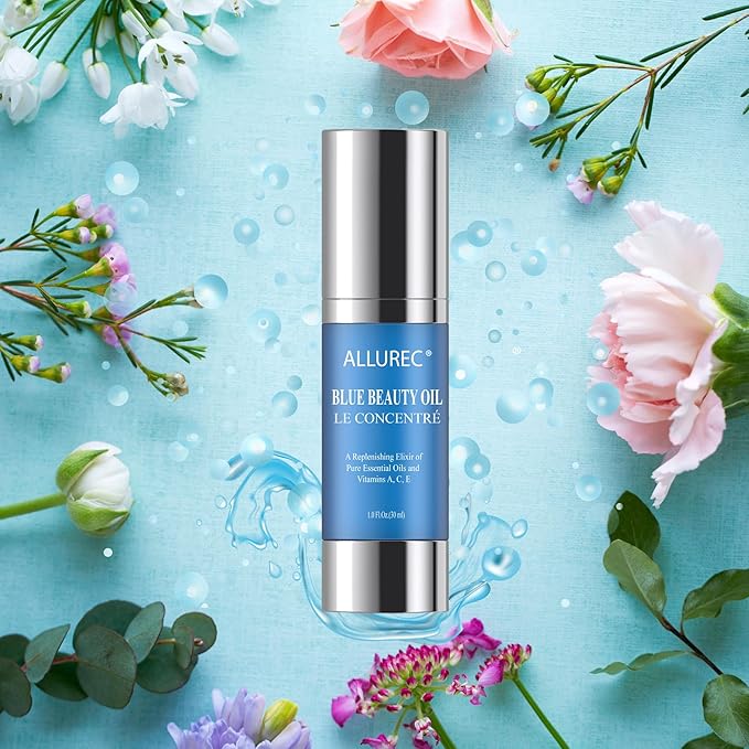 AllureC® Blue Beauty Oil Luxury Beauty Facial Moisturzing Oil for Face Lips Dry Skin Midnight Recovery Essential Oil Concentrate