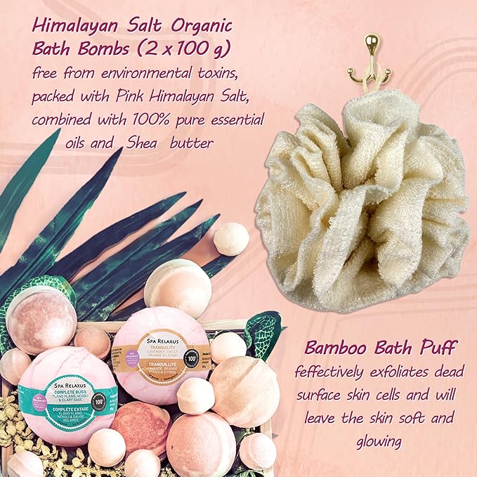 Spa Gift Baskets For Women - Premium Spa Gifts With Cosmetic Bag, Bath Bombs, Handmade Spa Sets - Mom Gifts, Birthday Gift Basket For Women