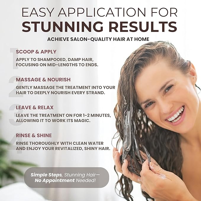 Collagen Hair Mask for Damaged Hair - Intense Hydration and Repair Formula, Boosts Growth and Thickness - Perfect for Both Curly and Dry Types, 33.8 oz