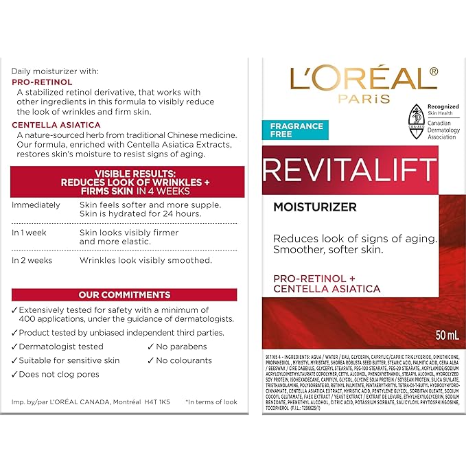 L’Oreal Paris Revitalift Anti Aging Face and Neck Cream, Smoothing and Firming Moisturizer for 24HR Hydration, Fragrance Free, 1.7 Oz