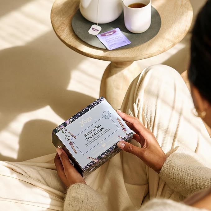 Yogi Tea Relaxation Sampler Box – Easter Basket & Stress Relief Gifts - 8 Favorite Herbal Teas (32 Tea Bags) - Assorted Delicious Wellness Teas - Caffeine Free - Variety Pack Sampler