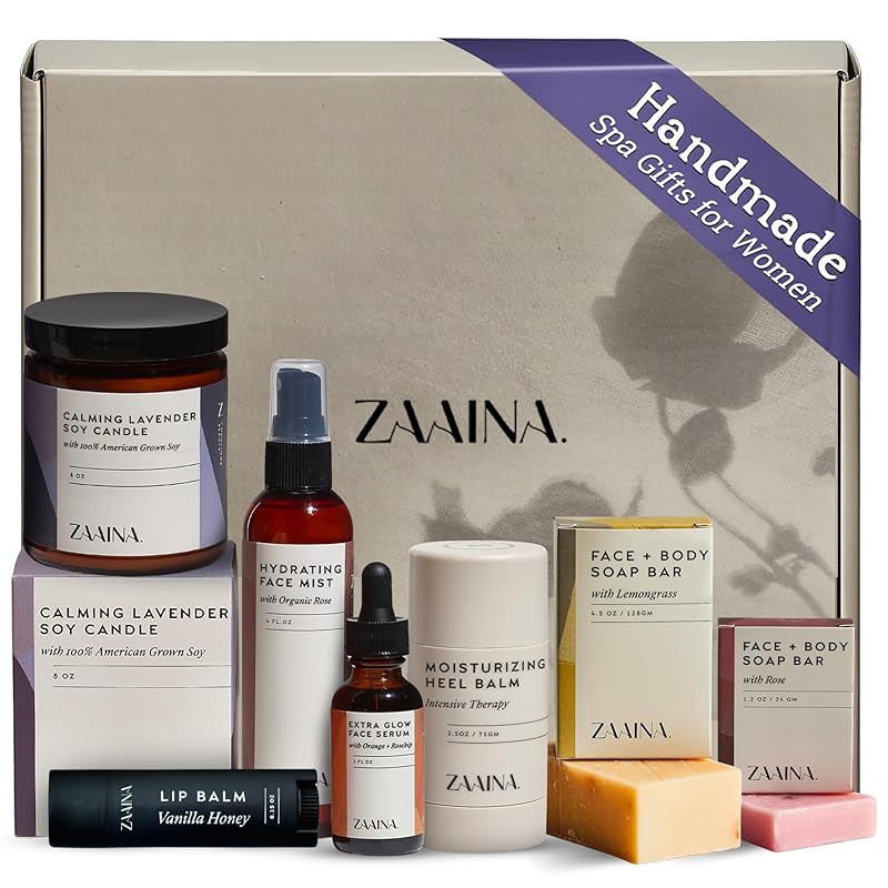 Spa Gift Set for Her - Relaxation Spa Kit for Women, Handmade in USA, Pampering At Home Bath and Body Self Care Spa Package, Luxury Spa Gifts for Women, Spa Gift Basket for Mom, Birthday Gifts for Women by ZAAINA