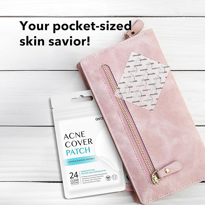 AVARELLE Acne Cover Patch Original Hydrocolloid, Tea Tree, Calendula Oil, CICA. Certified Vegan & Cruelty-Free (24 PATCHES)