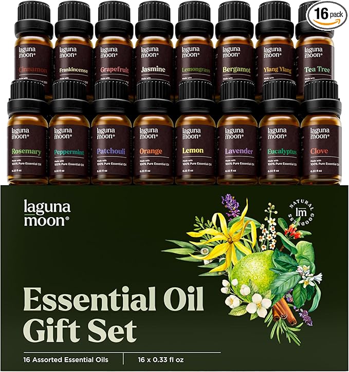 Essential Oils Set - 16 Pcs Premium Grade Home Essentials Oils - for Diffusers, Fragrance, Scents for Candle Making, Soap, Slime - Natural Aromatherapy Oils for Skin & Hair - Home, Office, Car