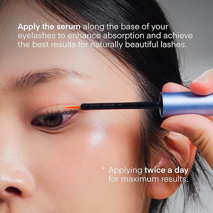 Natural Eyelash Growth Serum 2 Pack - Korean Lash Enhancer for Longer, Fuller Lashes & Thicker Eyebrows, Hypoallergenic Formula with Peptides, Biotin & Plant Extracts - Made in Korea