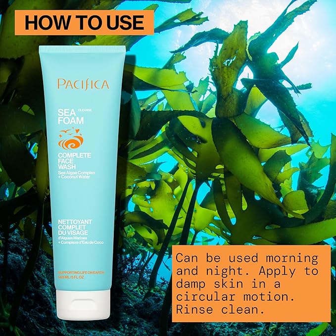 Pacifica Face Wash - Sea Foam Mini Travel Size, Skincare, Daily Gentle Foaming Cleanser, Makeup Remover, Face Cleanser, Skin Care, For Combination and Oily Skin, Vegan, 1.4 fl oz (1 Count)