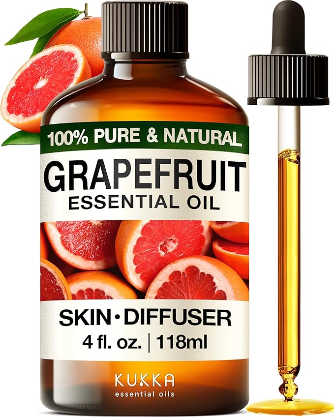 Kukka Grapefruit Essential Oil for Skin - 4 Fl Oz - 100% Natural Aromatherapy Grapefruit Oil for Diffuser & Hair - Soap Making Scent & DIY