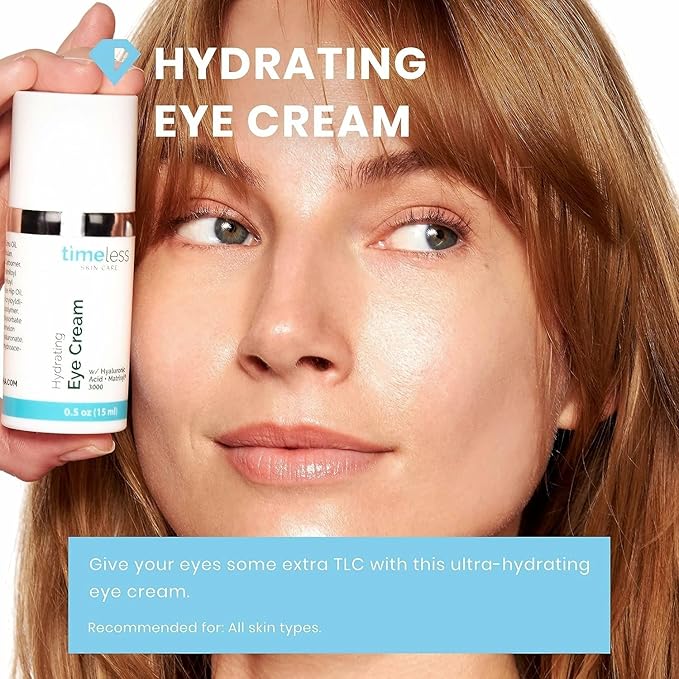 Timeless Skin Care Hydrating Eye Cream - 0.5 Fl Oz, Pack of 1 - Reduce Puffiness & Fine Lines - Includes Hyaluronic Acid for Hydration + Matrixyl 3000 to Fight Wrinkles - For All Skin Types