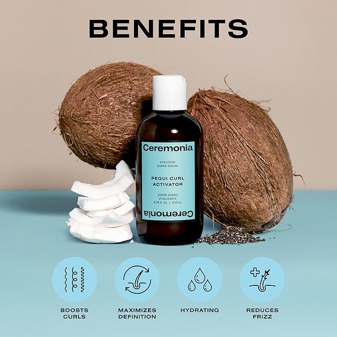 Ceremonia Pequi Curl Activator Anti-Frizz Curl Booster with Pequi Oil & Murumuru Butter, 6.7 Fl Oz | 200 mL