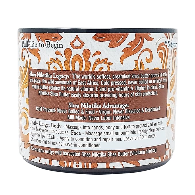 Shea Terra Organics 100% Organic Cold-Pressed Virgin Shea Butter – Fragrance-Free | Natural Anti-Aging Daily Skin, Nails & Hair Cream to Soften Dry Skin, Reduce Wrinkles & Stretch Marks – 6 oz