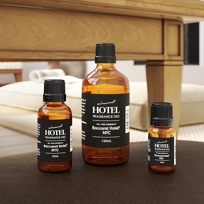 AirScent Hotel Diffuser Oil Inspired by The Baccarat Hotel Scent - Love Affair Fragrance Oil No. 1023 for Ultrasonic and Waterless Diffusers and Crafting - 120 mL, 4 fl oz Glass Bottle with Dropper