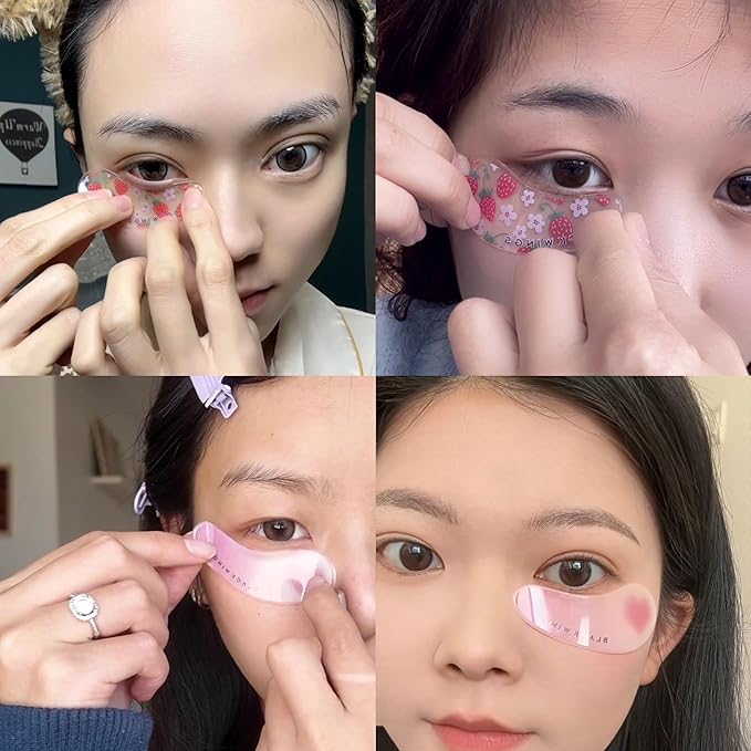 Black Wings 6 Pairs Silicone Eye Patches with Self-Adhesive Design - Cute Bear & Rabbit Inspired Eye Care Patches (numerous flowers 6 pairs)