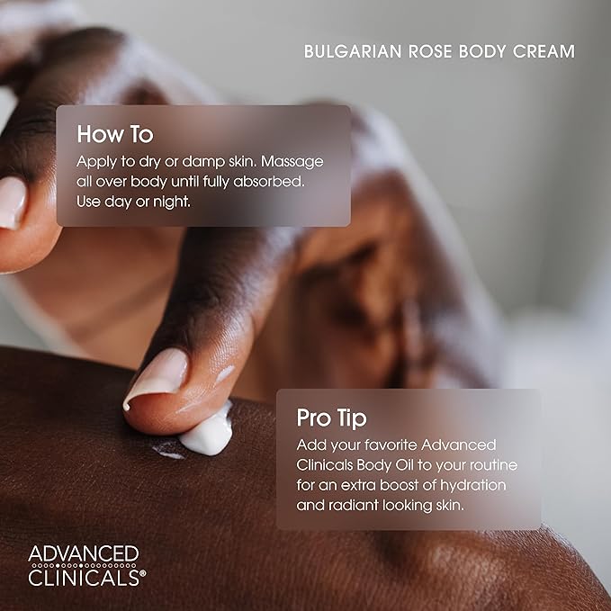 Advanced Clinicals Bulgarian Rose Lotion For Women | Rose Scented Vitamin C Body Lotion Cream | Visible Anti Aging Vitamin E Moisturizer Body Butter Improves Look Of Sagging Dry Skin & Texture, 16 Oz