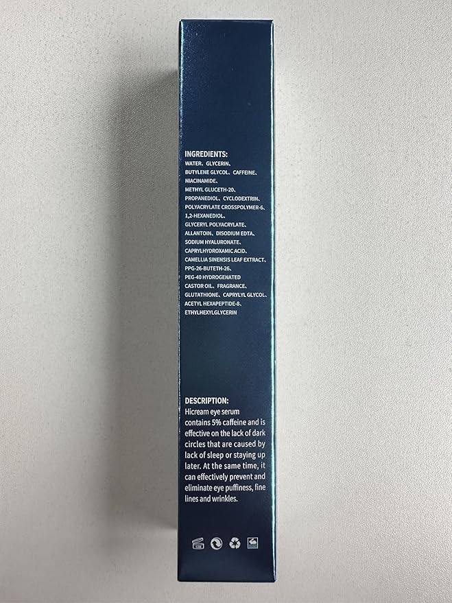 Eye Cream with 5% Caffeine Hyaluronic Acid for Puffy, Fine Lines, Dark Circles and Wrinkles, Under Eye Serum with 360° Roller Massage Ball, Eyelids Skin Care for Women & Men, 0.5 fl. oz