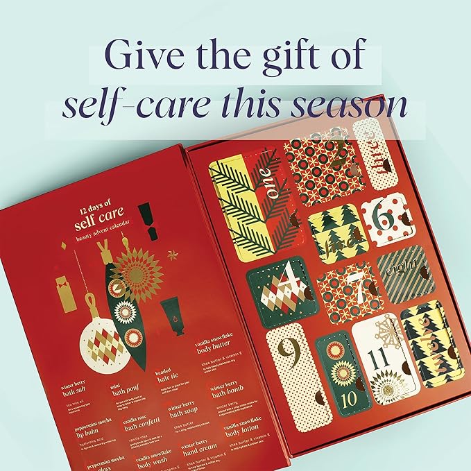 SpaLife Holiday 12-Day Beauty Advent Calendar – Travel-Friendly Skincare – Gift Set – 12 Days of Self-Care Spa Set – Body Care Skin Care – SpaLife Holiday Stocking Stuffer