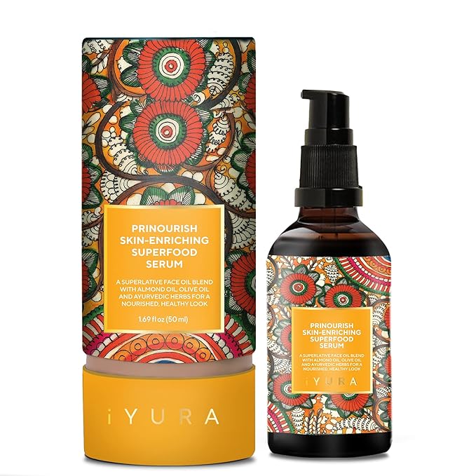 The Ayurveda Experience iYURA Prinourish Skin-Enriching Superfood Serum – Vegan Facial Moisturizer for a Dewy Glow & Long Lasting Moisturization – 100% Natural Face Oil for Dry Skin, 1.7 fl oz