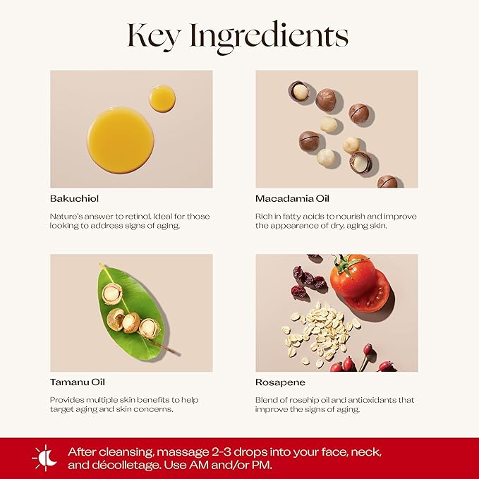 Trilogy Rosapene Bakuchiol Oil, Anti-Aging Natural Active Blend, 1.0 fl oz