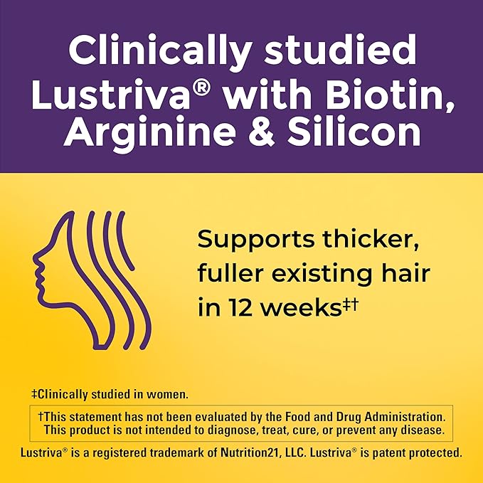Nature Made Hair Growth Softgels with Lustriva, Biotin, Vitamin C & A, Support Healthy Hair as You Age, 30 Softgels, 30 Day Supply