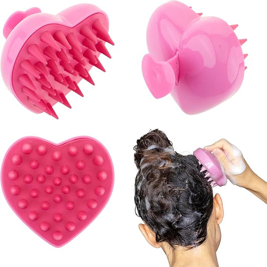 EXPRESSIONS Scalp Massager –1pc Pink Heart Shaped Scalp Massaging Tool to Rejuvenate Scalp & Hair Follicles, Ergonomic Design Silicone Scalp Scrubber for Everyday Scalp Care