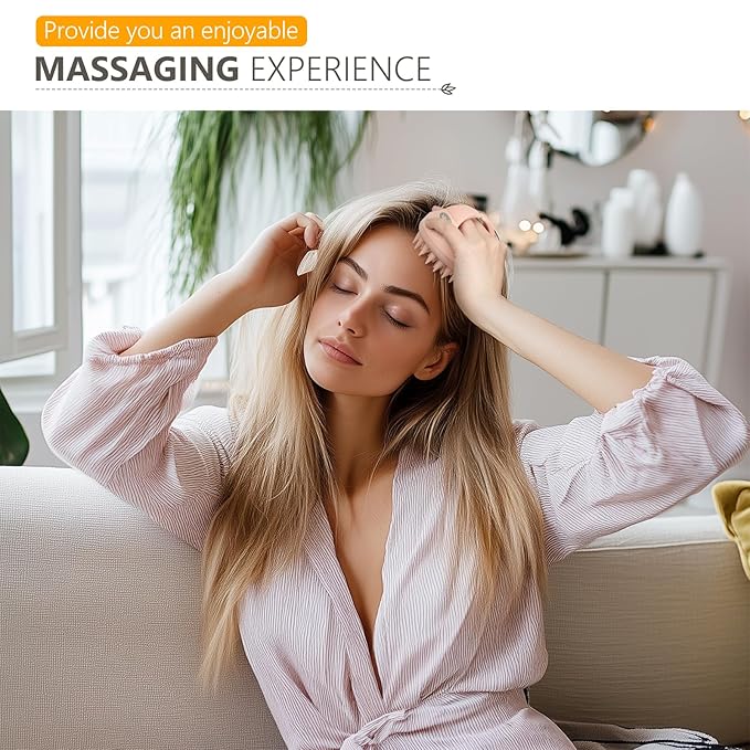 Sndyi Scalp Massager Shampoo Brush, Scalp Scrubber with Soft Silicone Bristles, Scalp Exfoliator for Dandruff Removal, Scalp Massager for Hair Growth, Wet Dry Hair Brush for Scalp Care, Pink