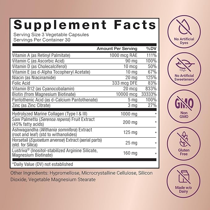 FORCE FACTOR Hair Growth Accelerator Capsules, Lustriva & Biotin to Promote Thicker, Stronger, Fuller Hair, Women Hair Growth Vitamins, Clinically Studied, Supports All 4 Stages of Growth, 90ct