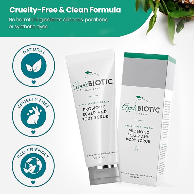 Scalp and Body Scrub - Body, Hair & Face Scrub with Sugar, Green Tea & Coconut Oil to clarify & remove product buildup, 6 oz