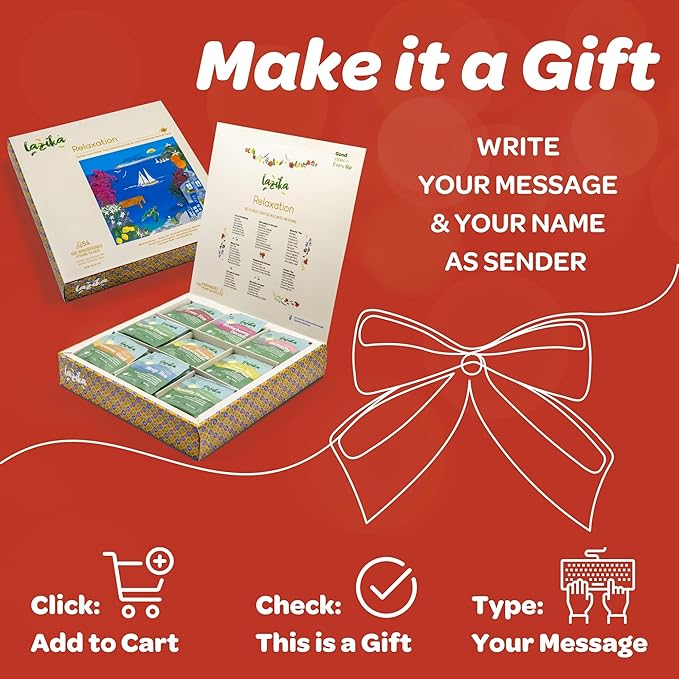 Lazika Herbal Tea Variety Pack with Lovely Presentation Box, 54 Counts, Relaxation Tea Assortment Gift Set, Premium Collection with Pyramid Infuser Bag, Handcrafted