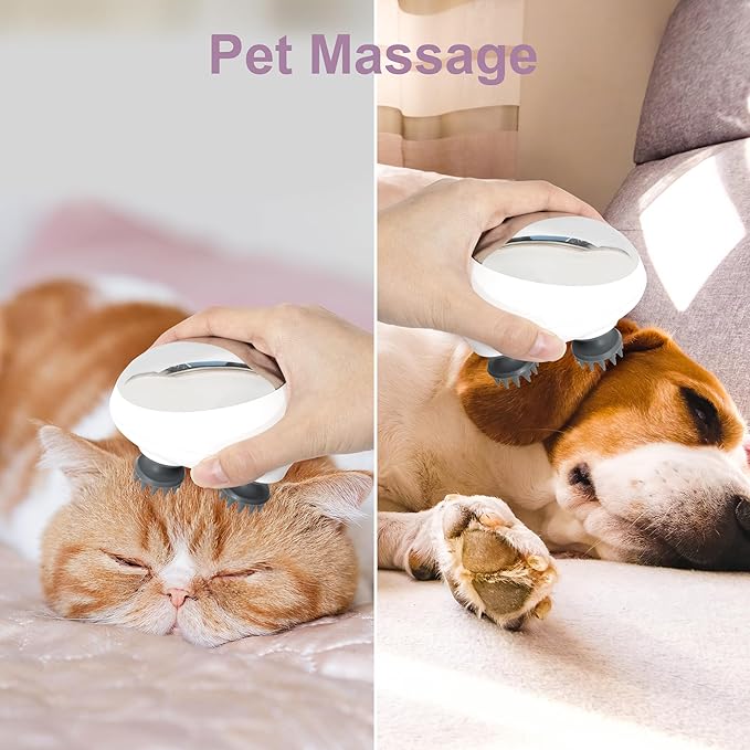 Electric Scalp Massager, Portable Head Stress Relax,IPX7 Waterproof Rechargeable Head Massager Scalp Stress Relax, Body for Deep Cleansing, Relief, Hair Growth (Silver)