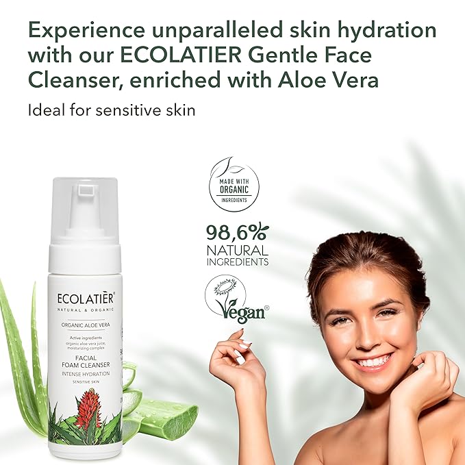 Facial Foam Cleanser, Tonic & Serum Bundle - Organic Aloe Vera & Argana - Hydrating, Nourishing, & Anti-Aging Skincare Set for All Skin Types, Vegan & Natural